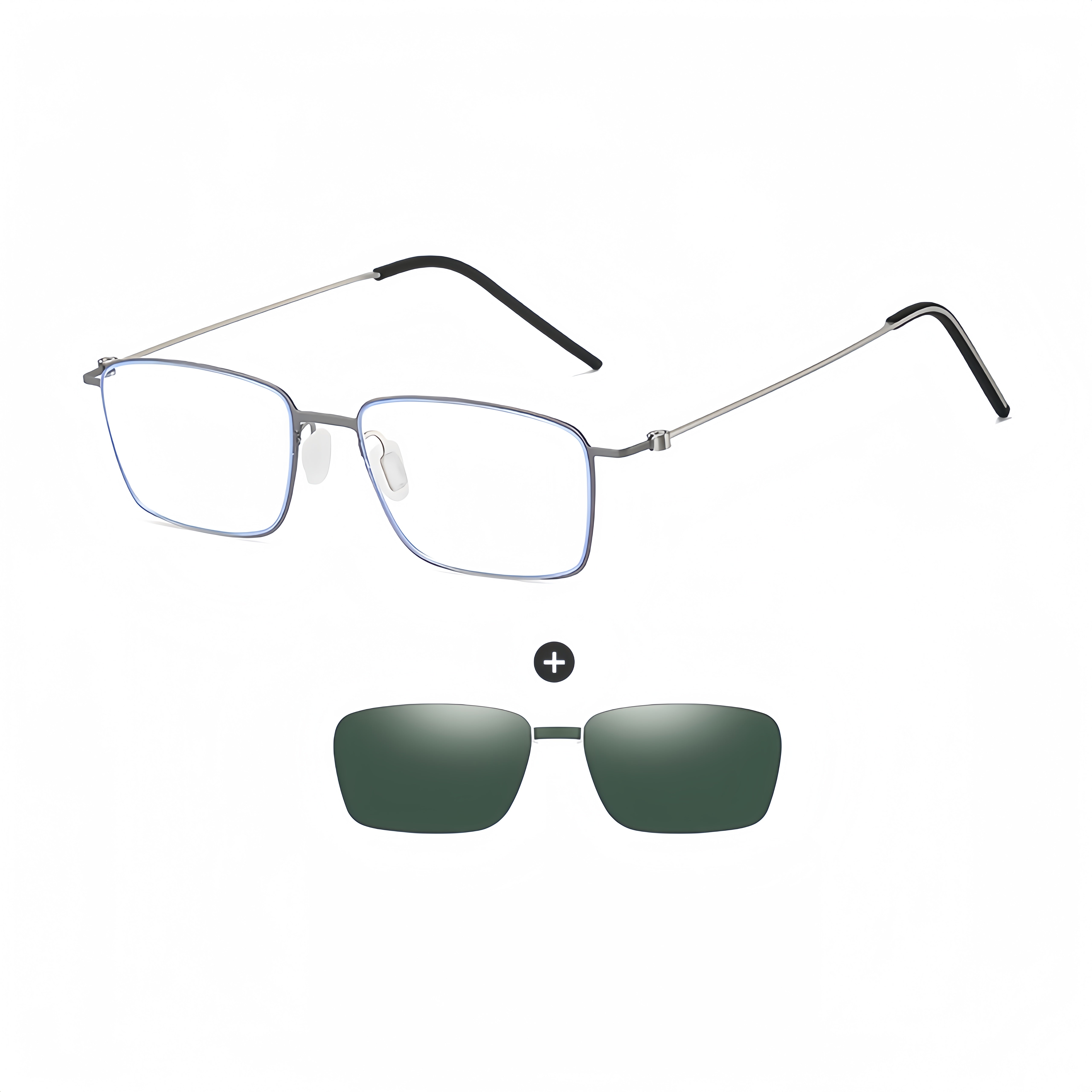 Unisex Magnetic RX Frame with Clip-On Sunglasses