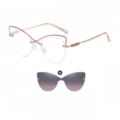 Women's Rimless Magnetic Clip-On Sunglasses Compatible with Prescription Frames