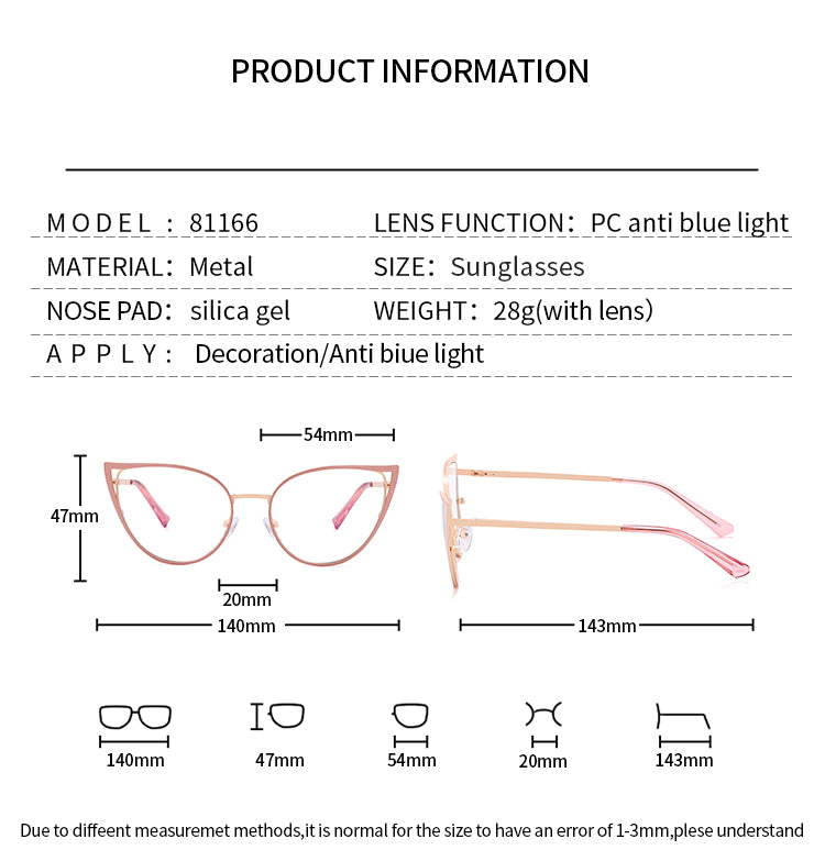 Women's casual cat eyeglass frame