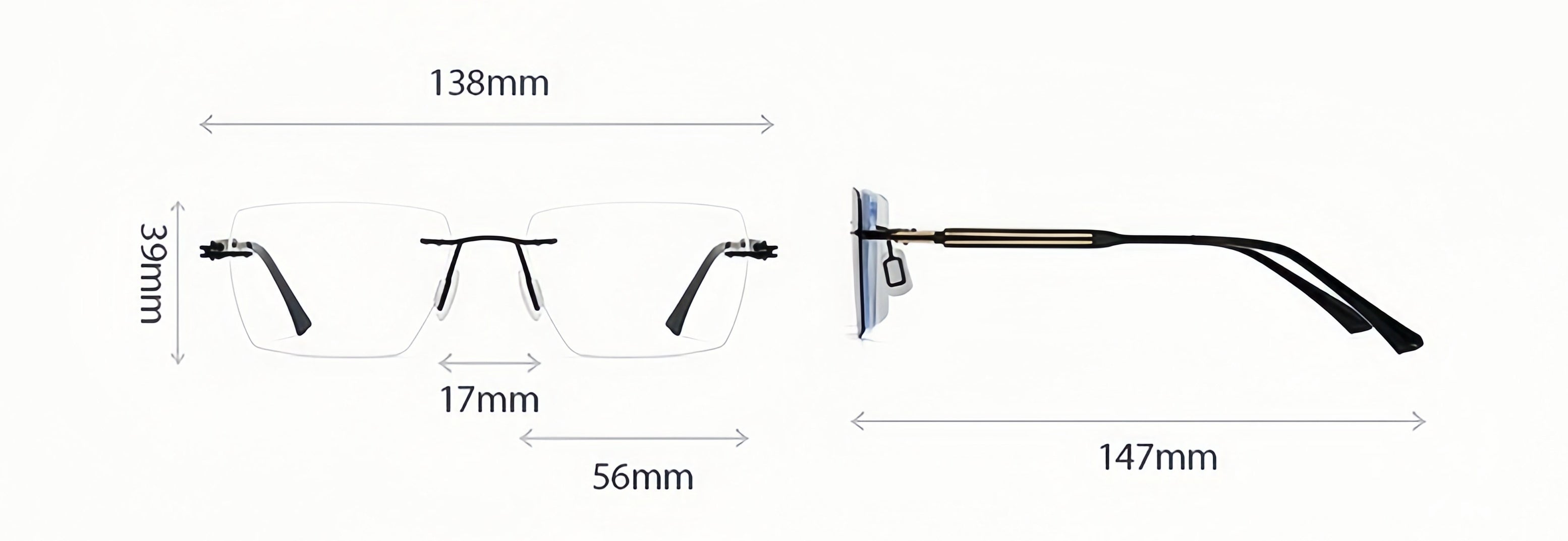 Men's Rimless Magnetic Clip-On Prescription Glasses Bundle