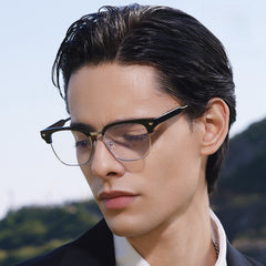 Unisex TR90 Browline Semi-Rimless Prescription Glasses