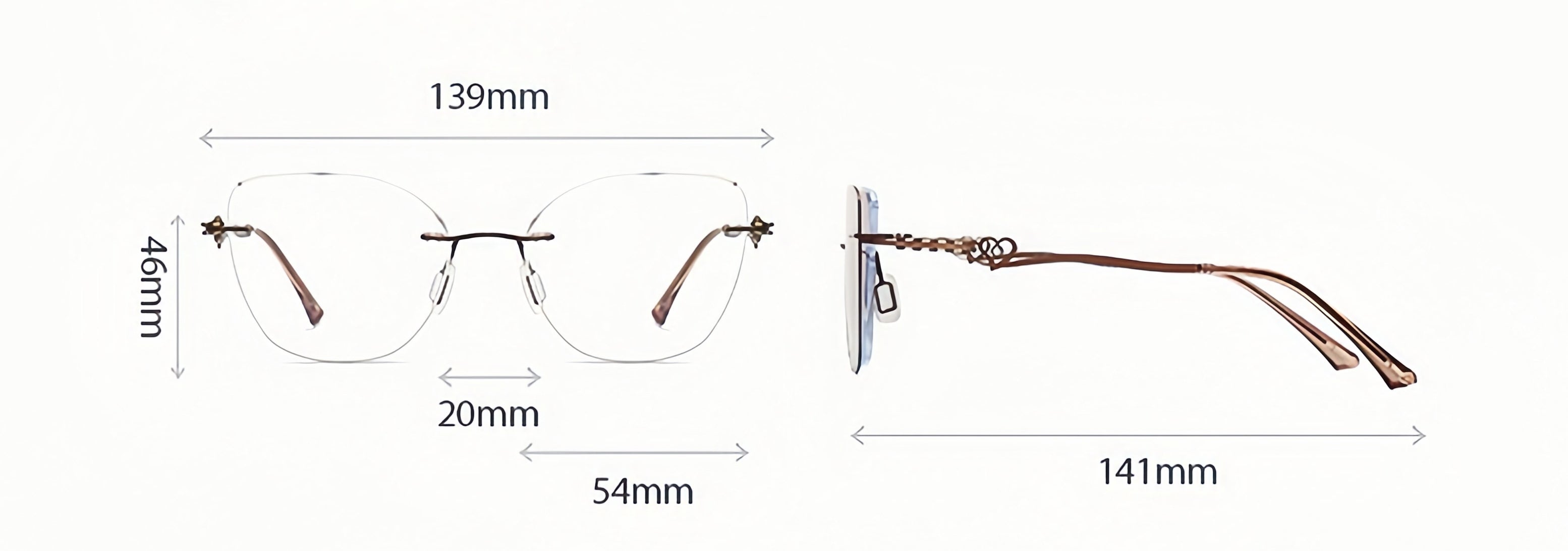 Women's Metal Frameless Prescription Glasses Frame
