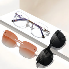Rimless Magnetic Clip Sunglasses + RX Frame