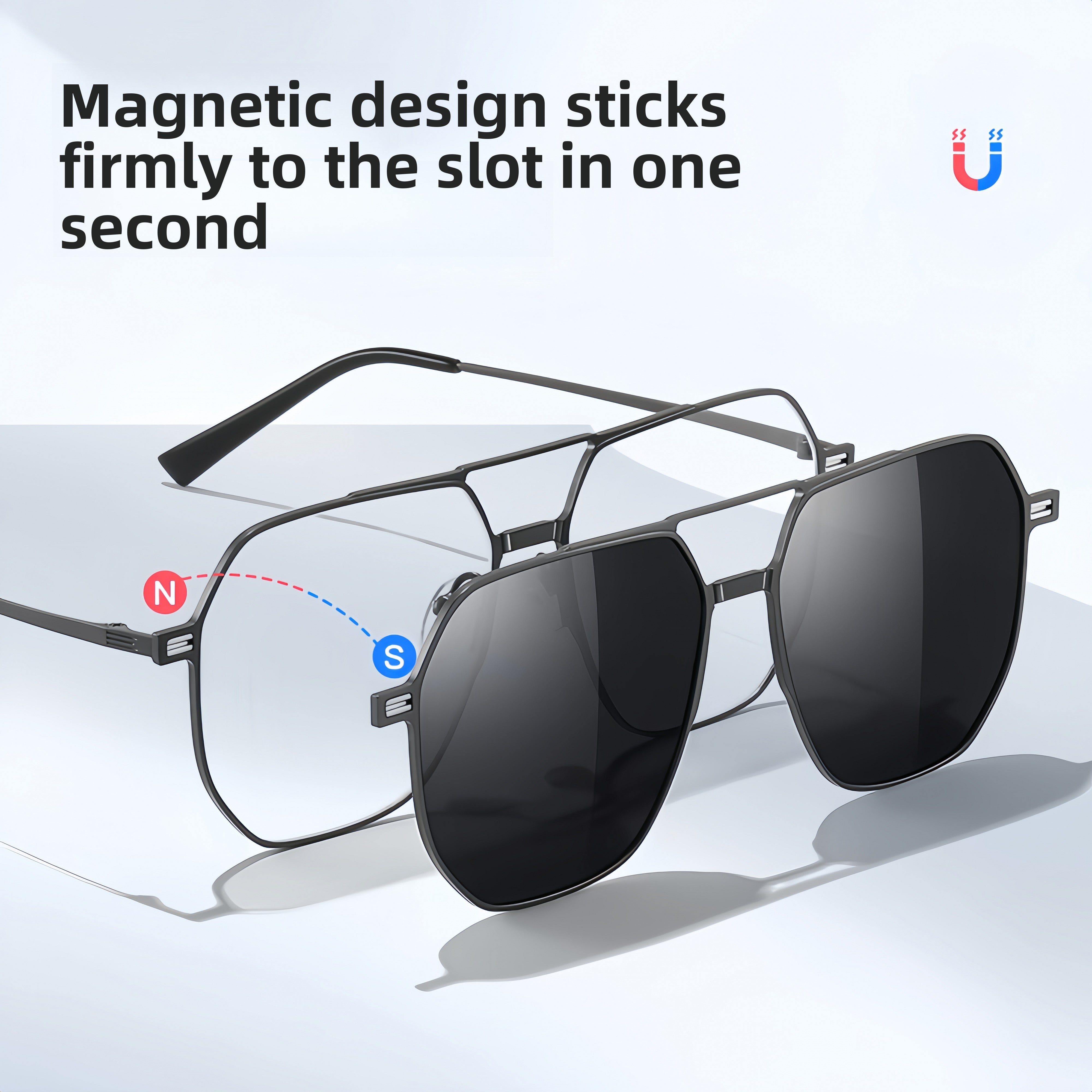 Men's Magnetic Clip-on Prescription Eyewear Set