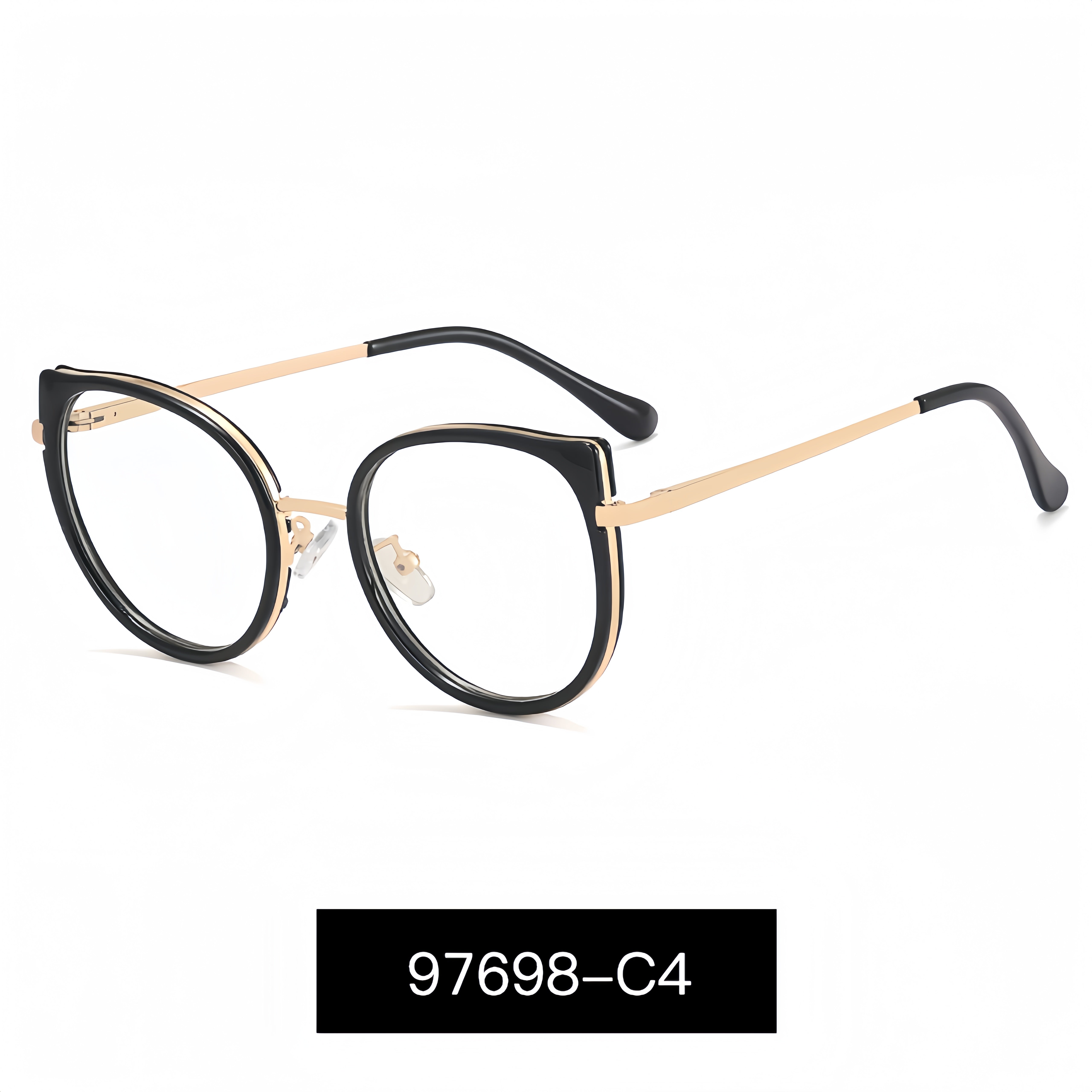 Dual-Tone Metal Full-Rim Cat-Eye Eyewear Frames