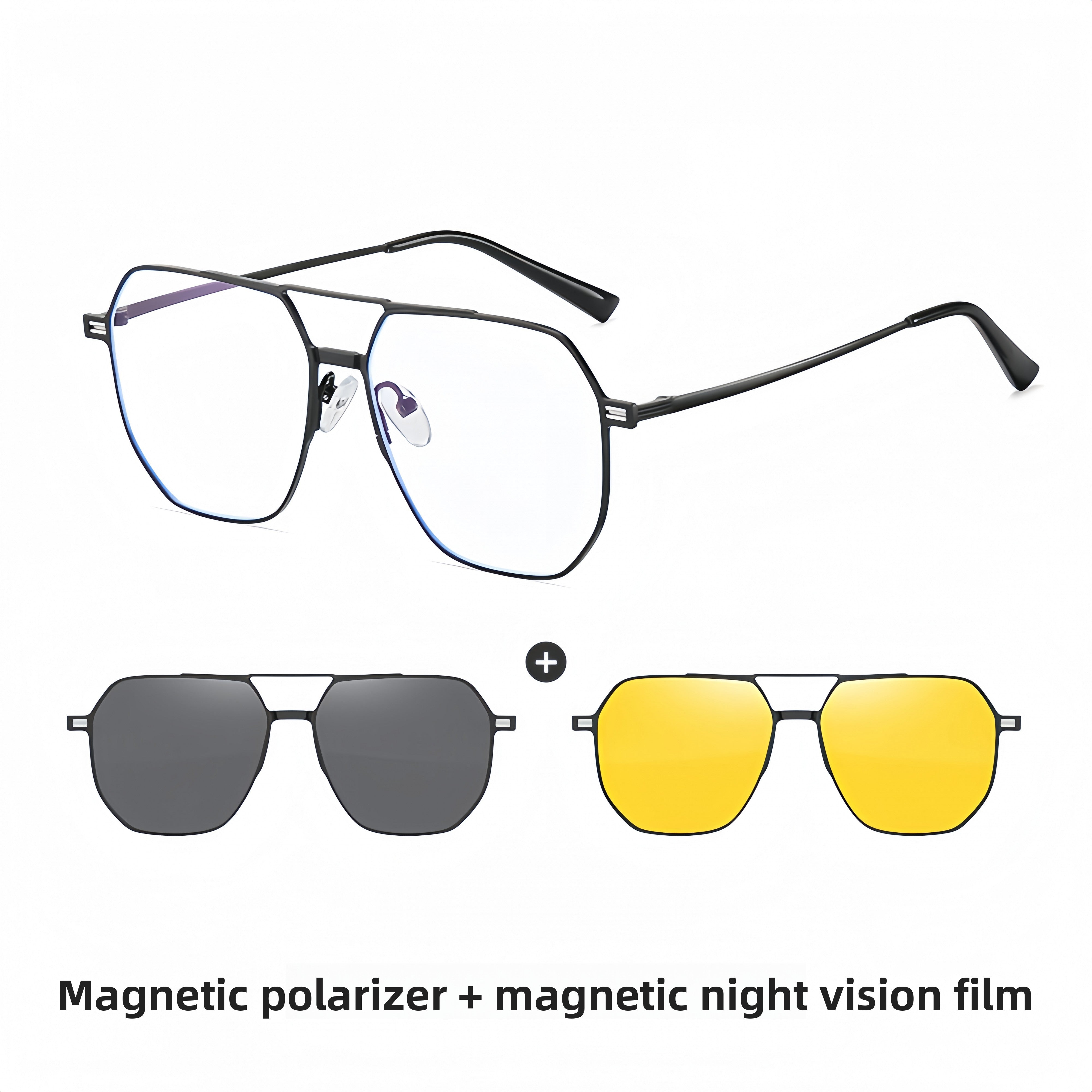 Men's Magnetic Clip-on Prescription Eyewear Set