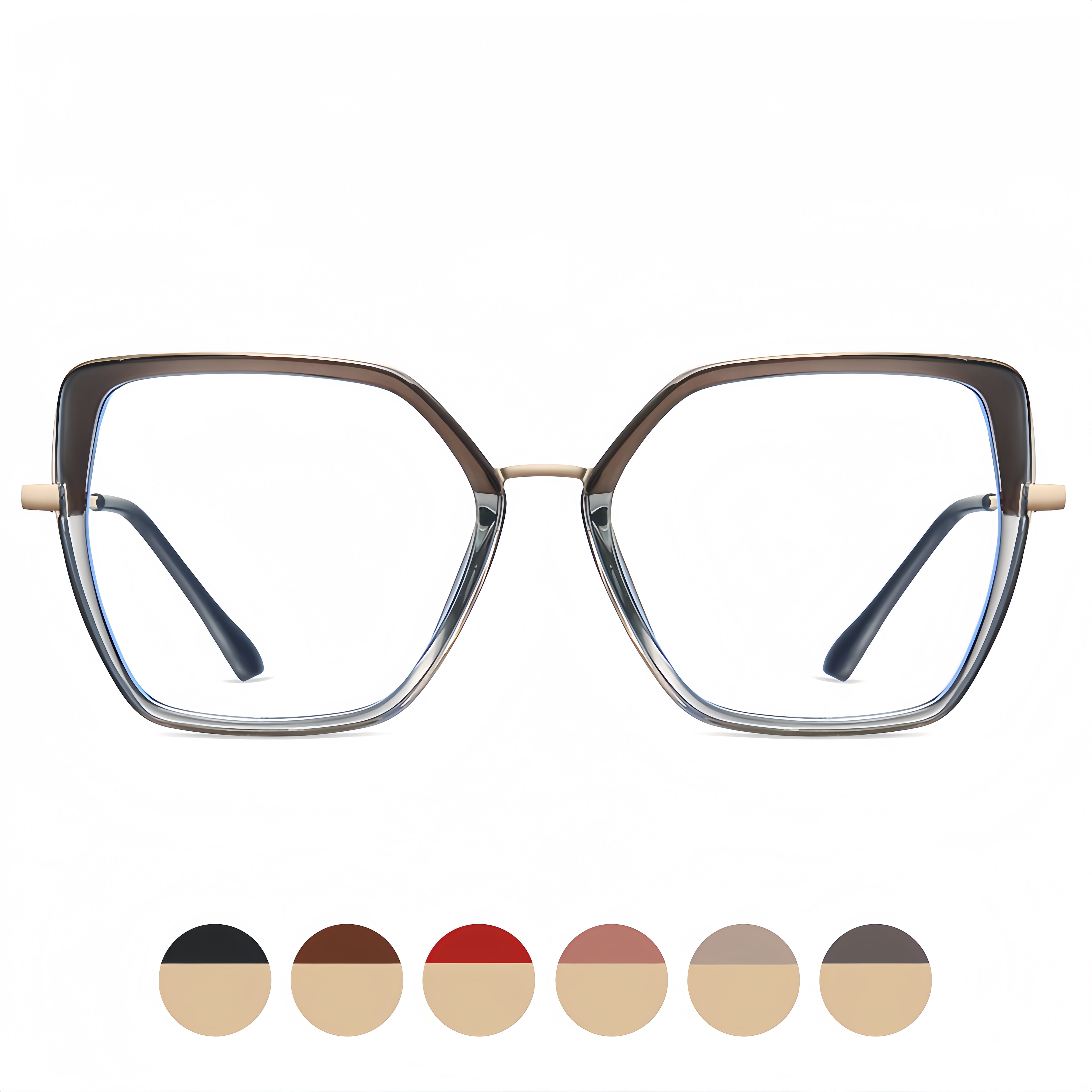 Women's Geometric Metal Optical Frames - Architectural Prescription-Ready