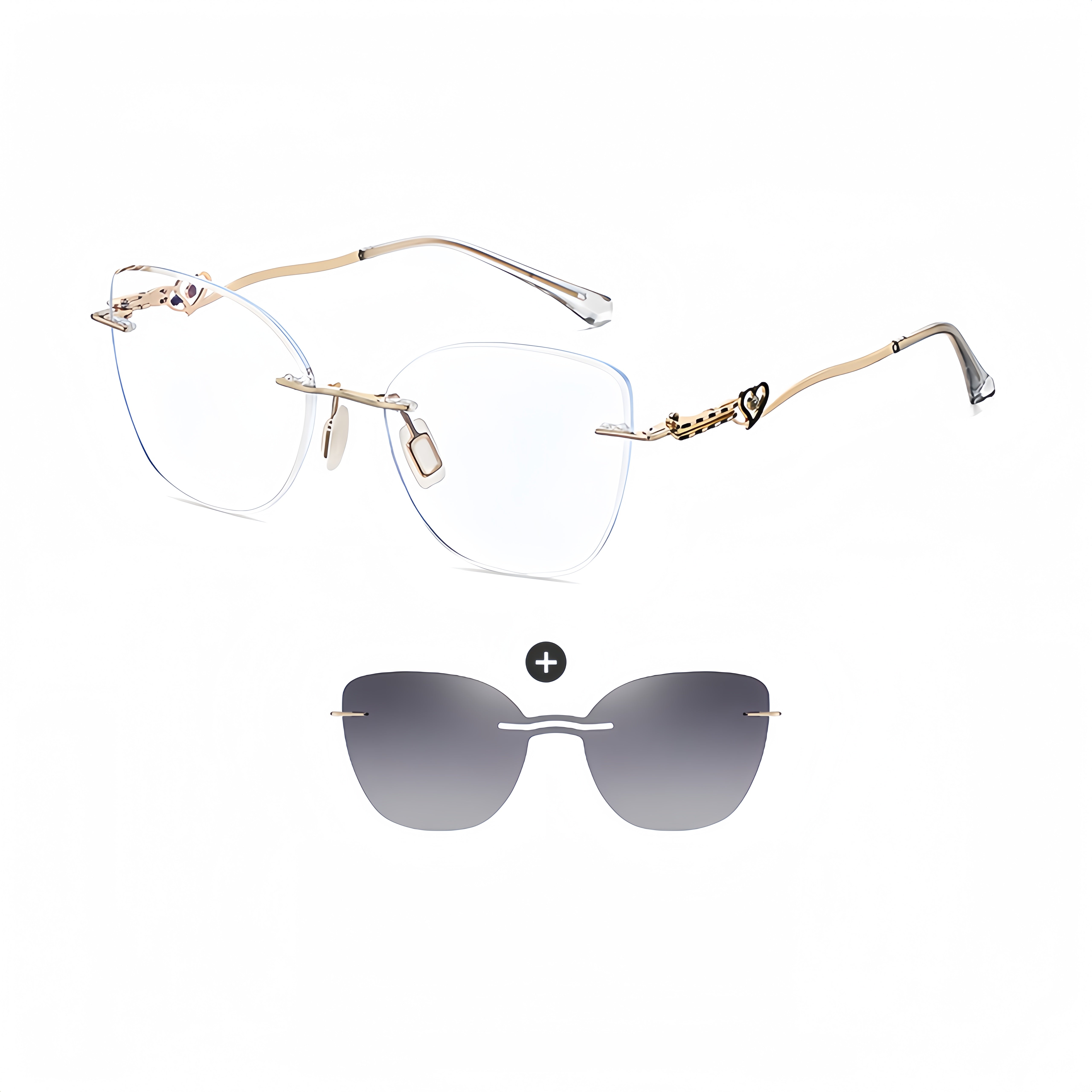Women's Metal Frameless Prescription Glasses Frame