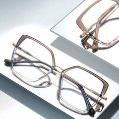 Women's Geometric Metal Optical Frames - Architectural Prescription-Ready