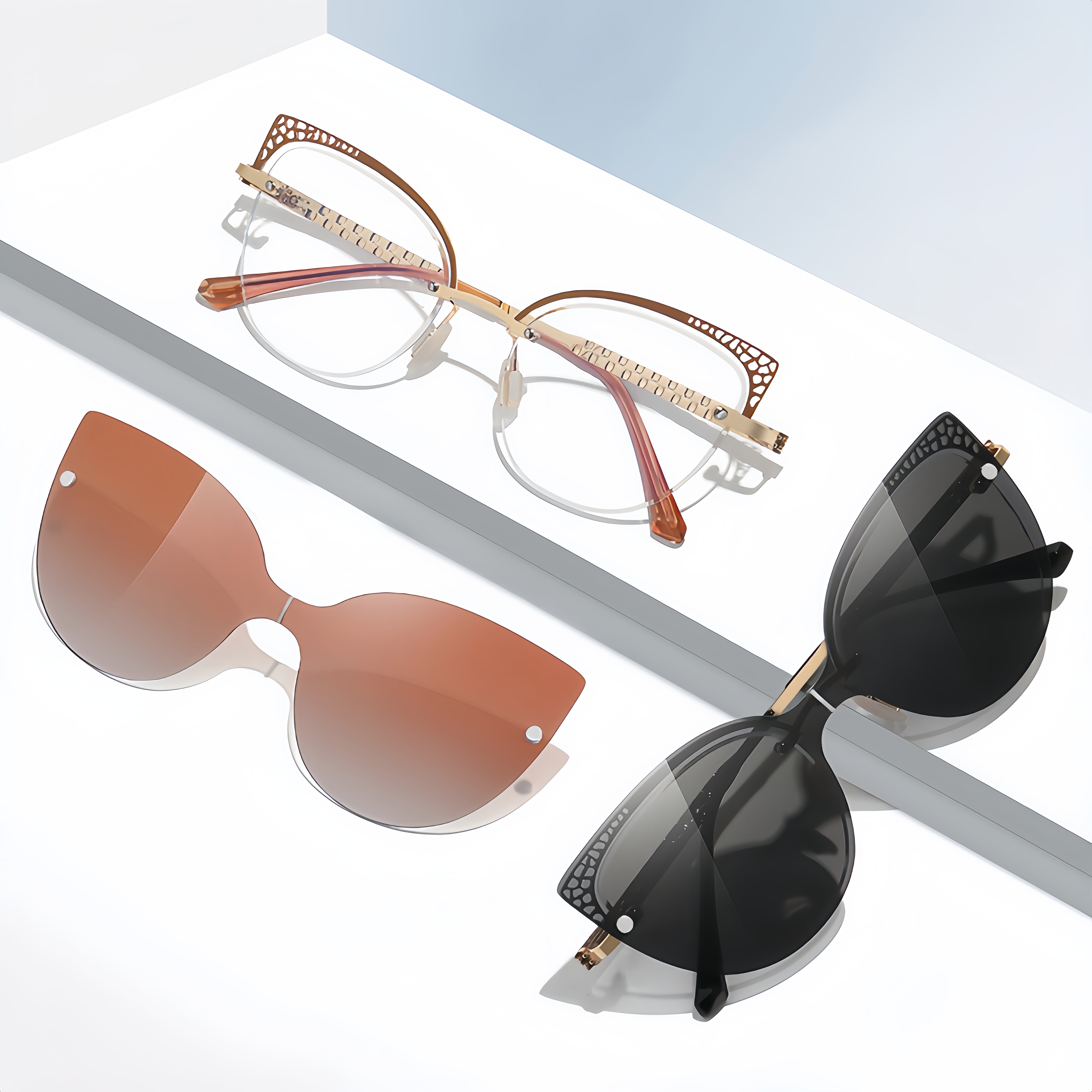 Women's 2-in-1 Magnetic Clip-on Prescription Glasses Set