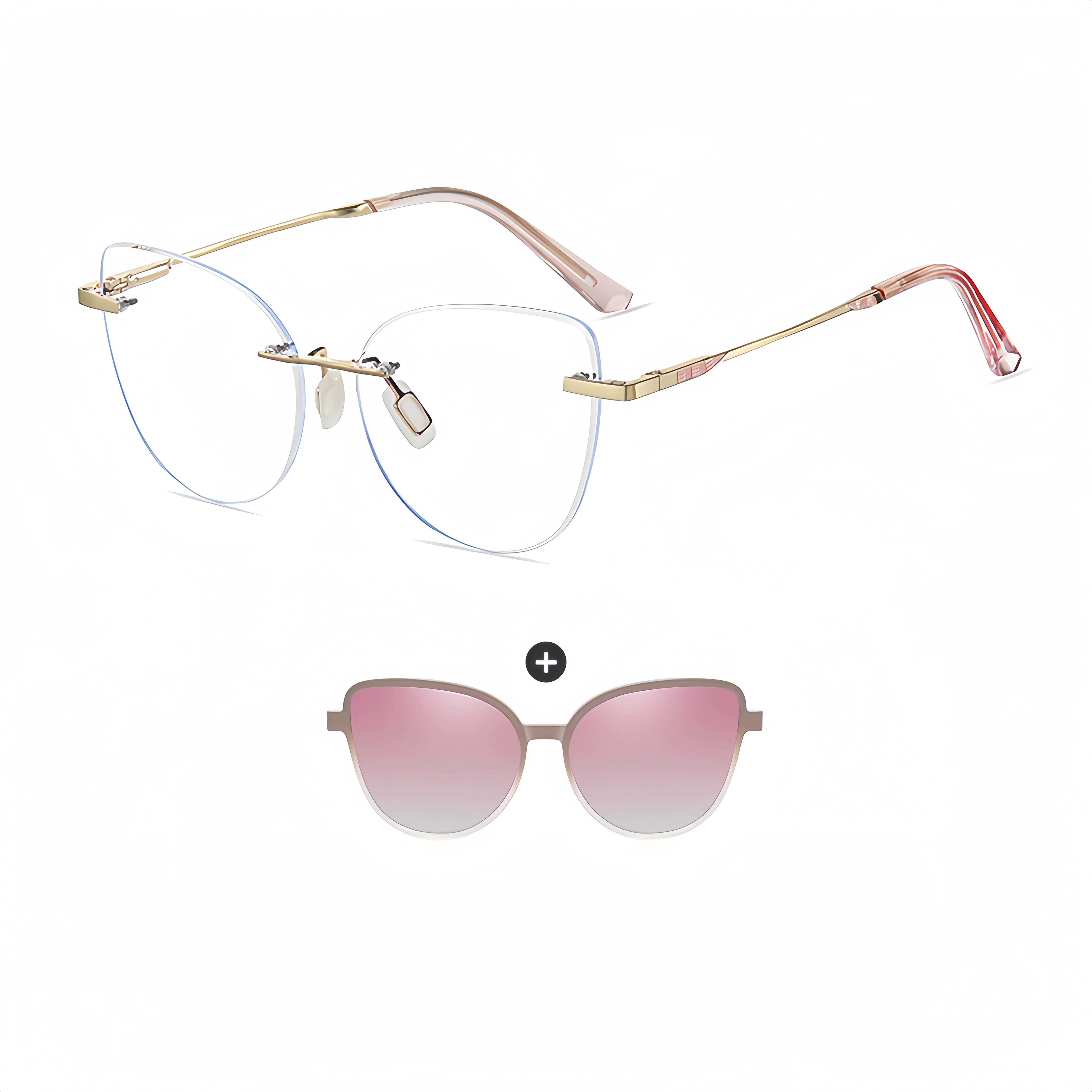 Women's TR90 Magnetic Clip-On Sunglasses & Prescription Frames 2-in-1