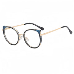Dual-Tone Metal Full-Rim Cat-Eye Eyewear Frames