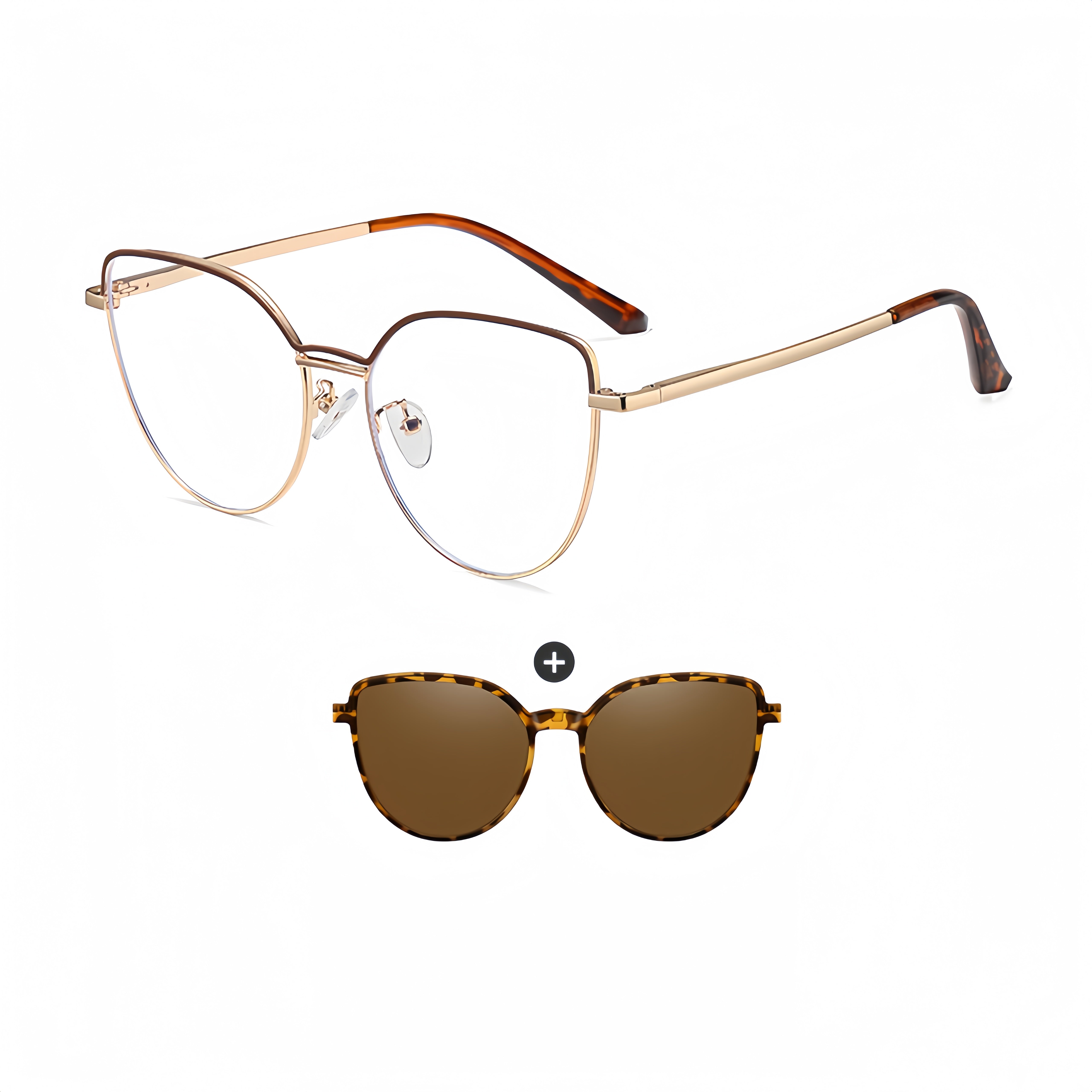 Women's TR90 Prescription Frames with Magnetic Clip-On Sunglasses Bundle
