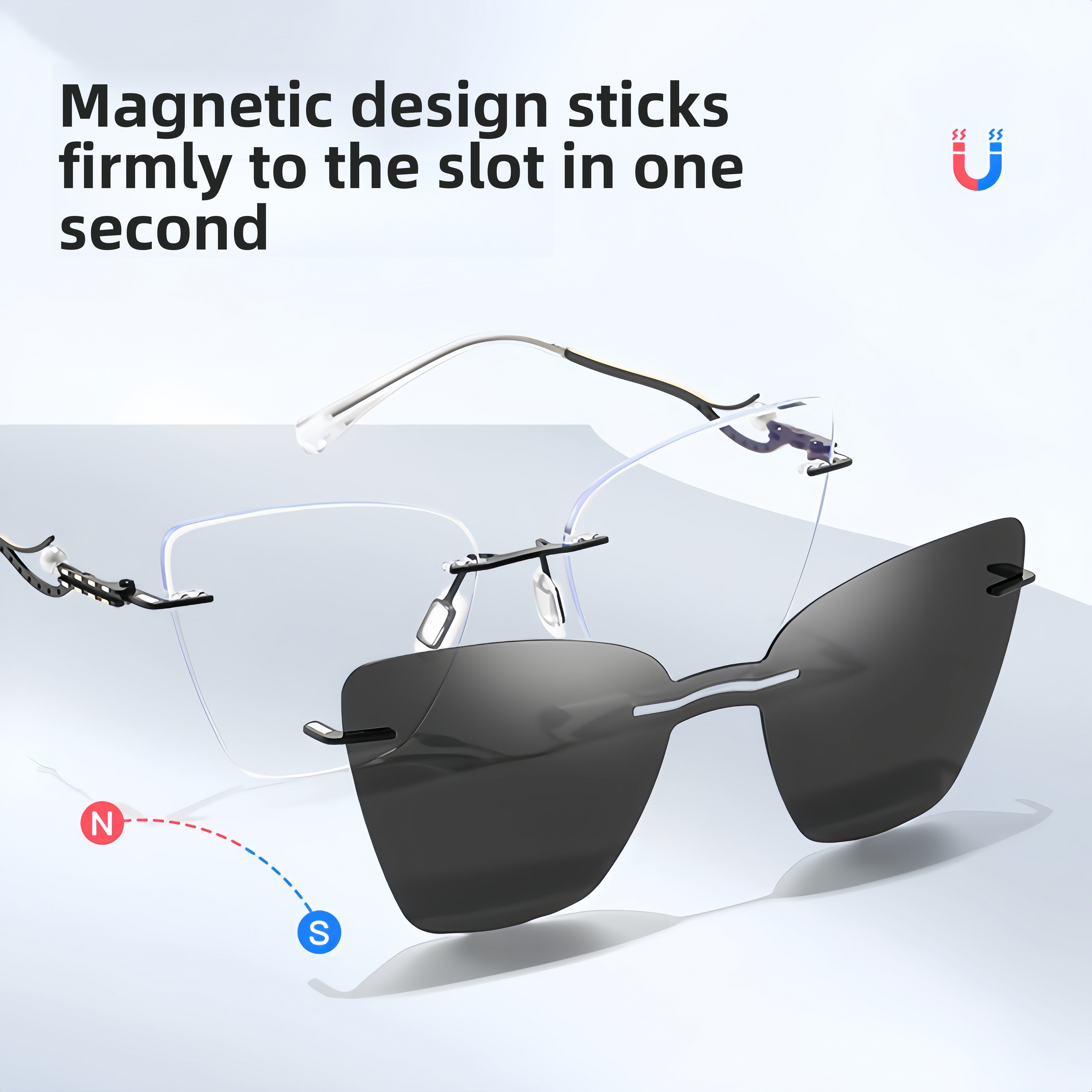 Women's Rimless All-in-One Sunglasses & Prescription Eyewear Set