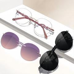 Women's Rimless Magnetic Clip-On Sunglasses |   Rx-Ready