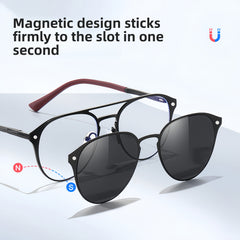 Aluminum-Magnesium 3-in-1 Magnetic Clip-On Sunglasses & Prescription Glasses Set