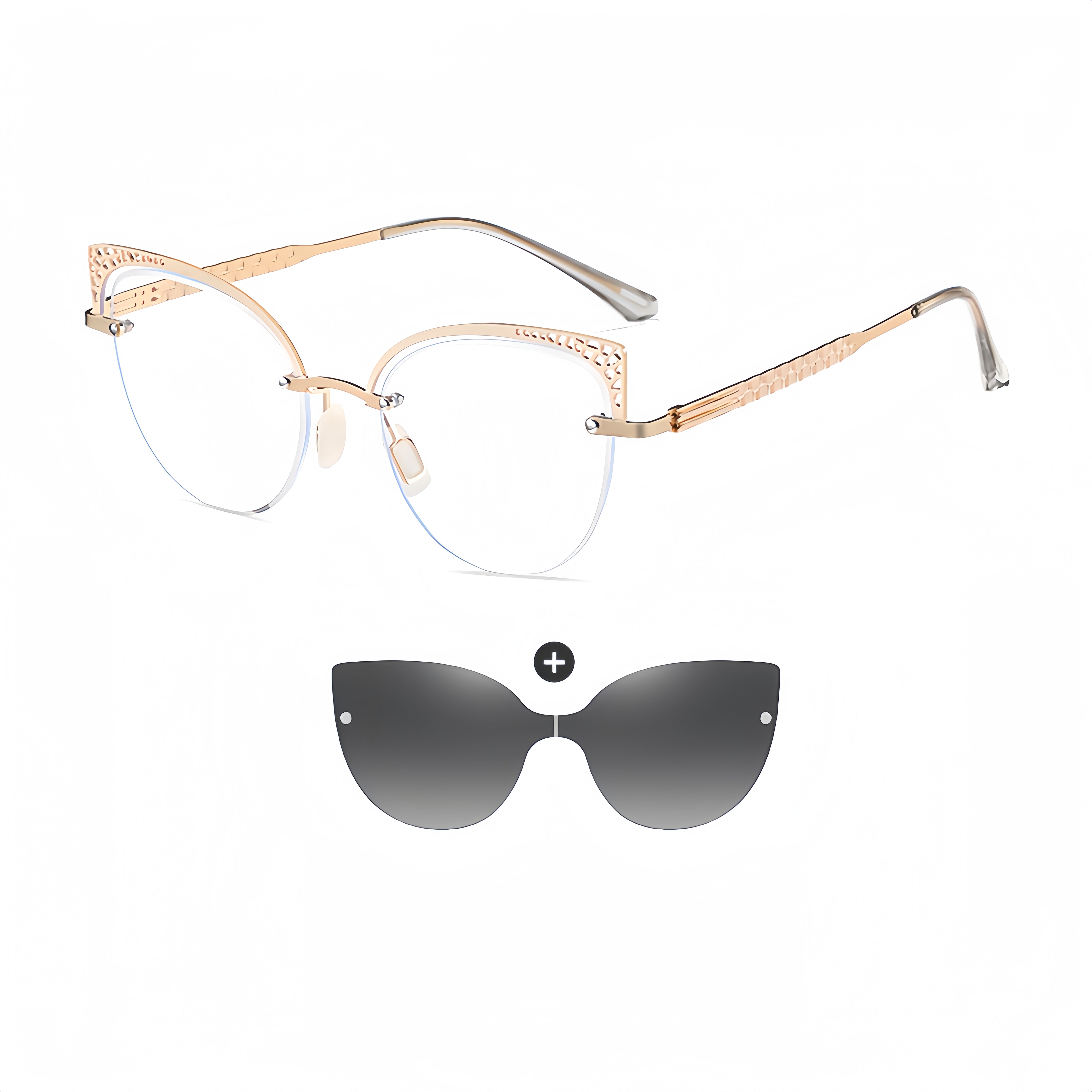 Women's 2-in-1 Magnetic Clip-on Prescription Glasses Set