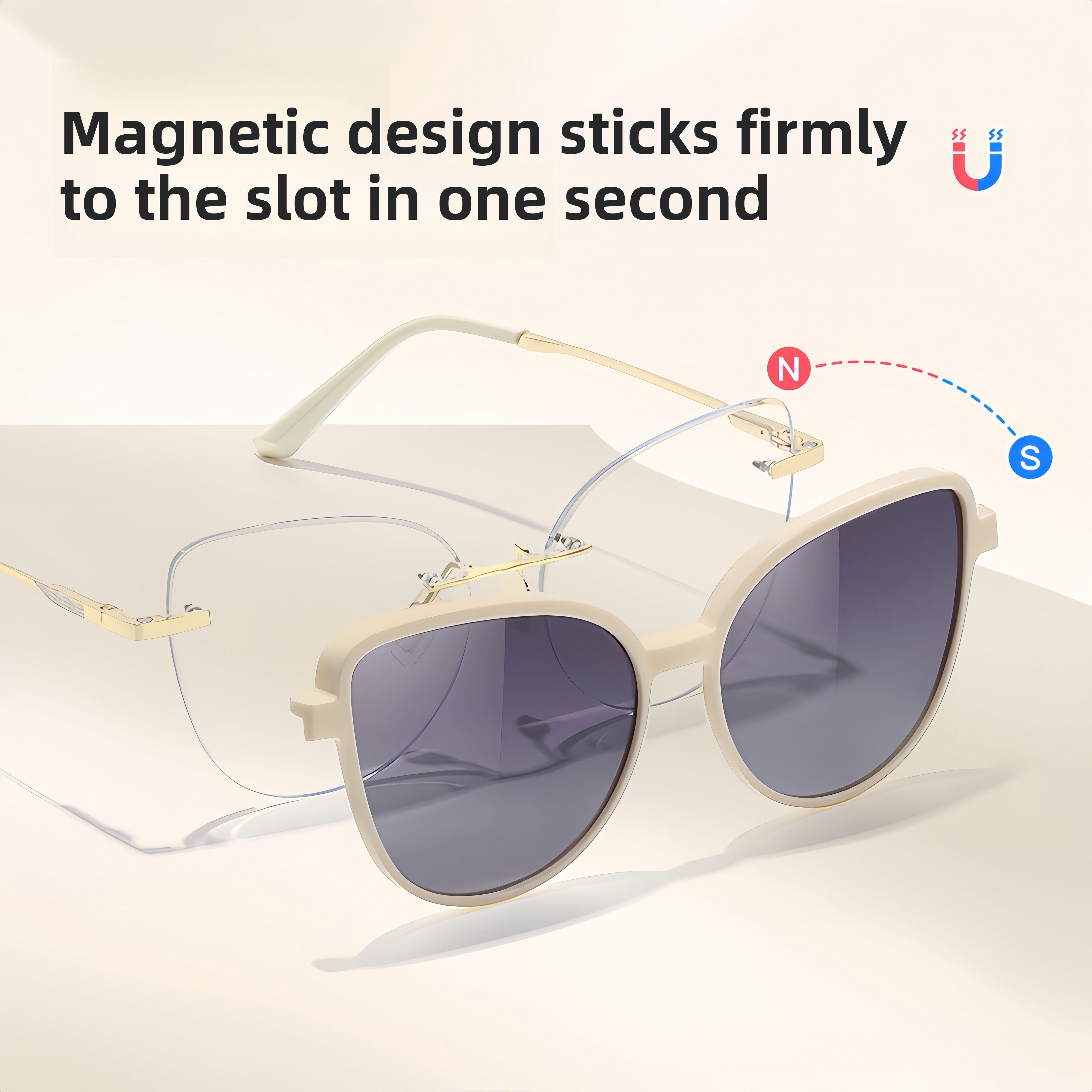 Women's TR90 Magnetic Clip-On Sunglasses & Prescription Frames 2-in-1