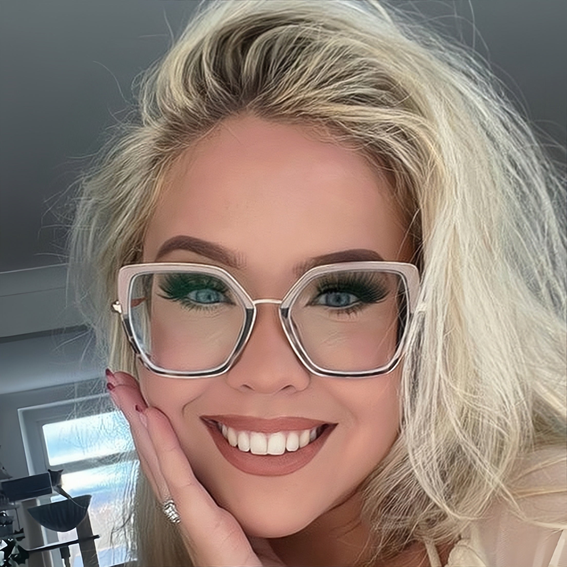 Women's Geometric Metal Optical Frames - Architectural Prescription-Ready