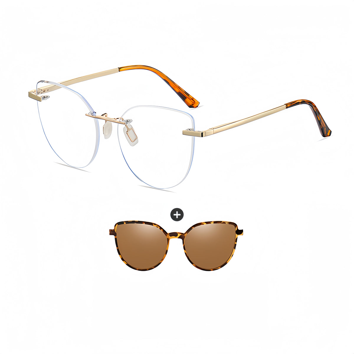 Female TR90 Frame with Clip-On Sunglasses