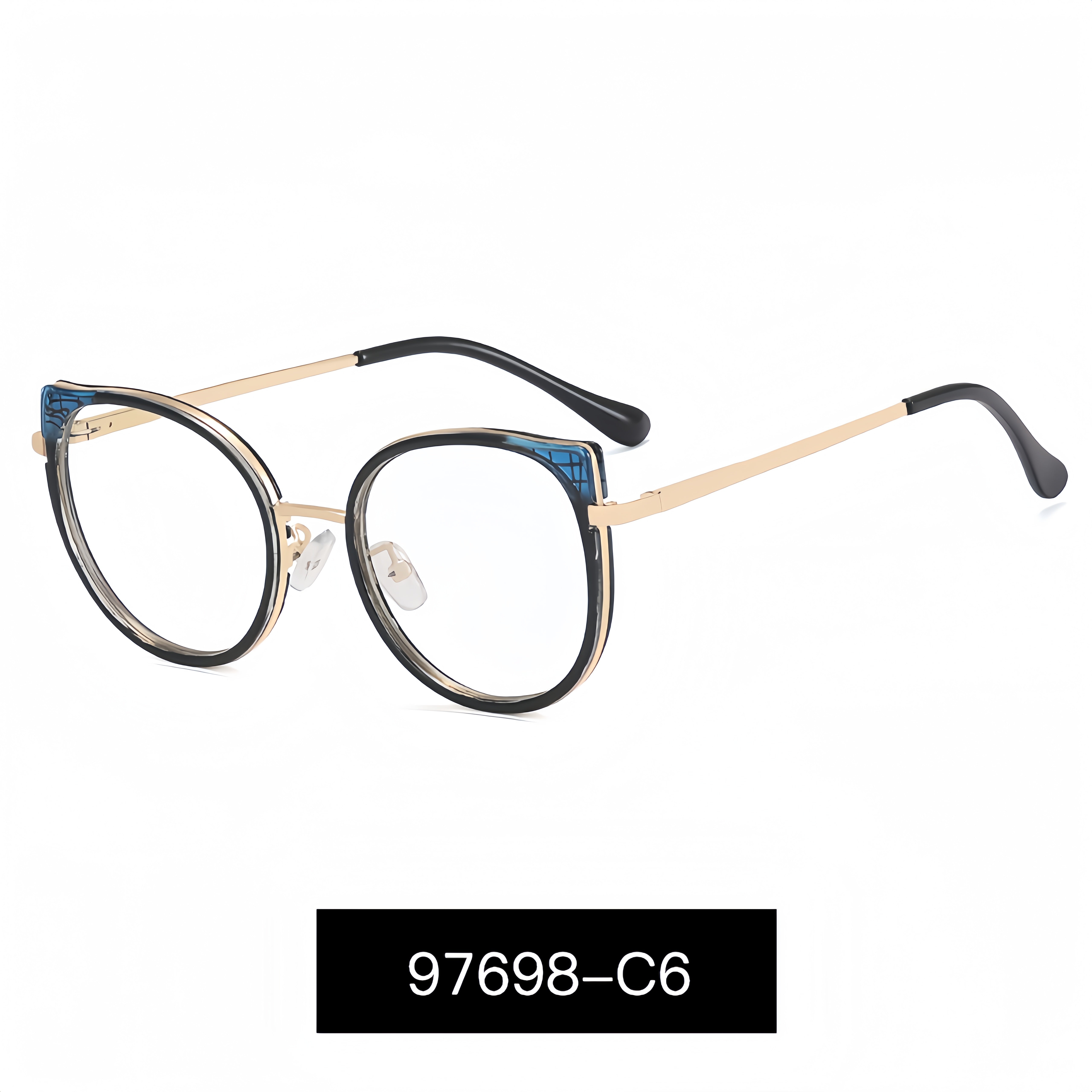 Dual-Tone Metal Full-Rim Cat-Eye Eyewear Frames