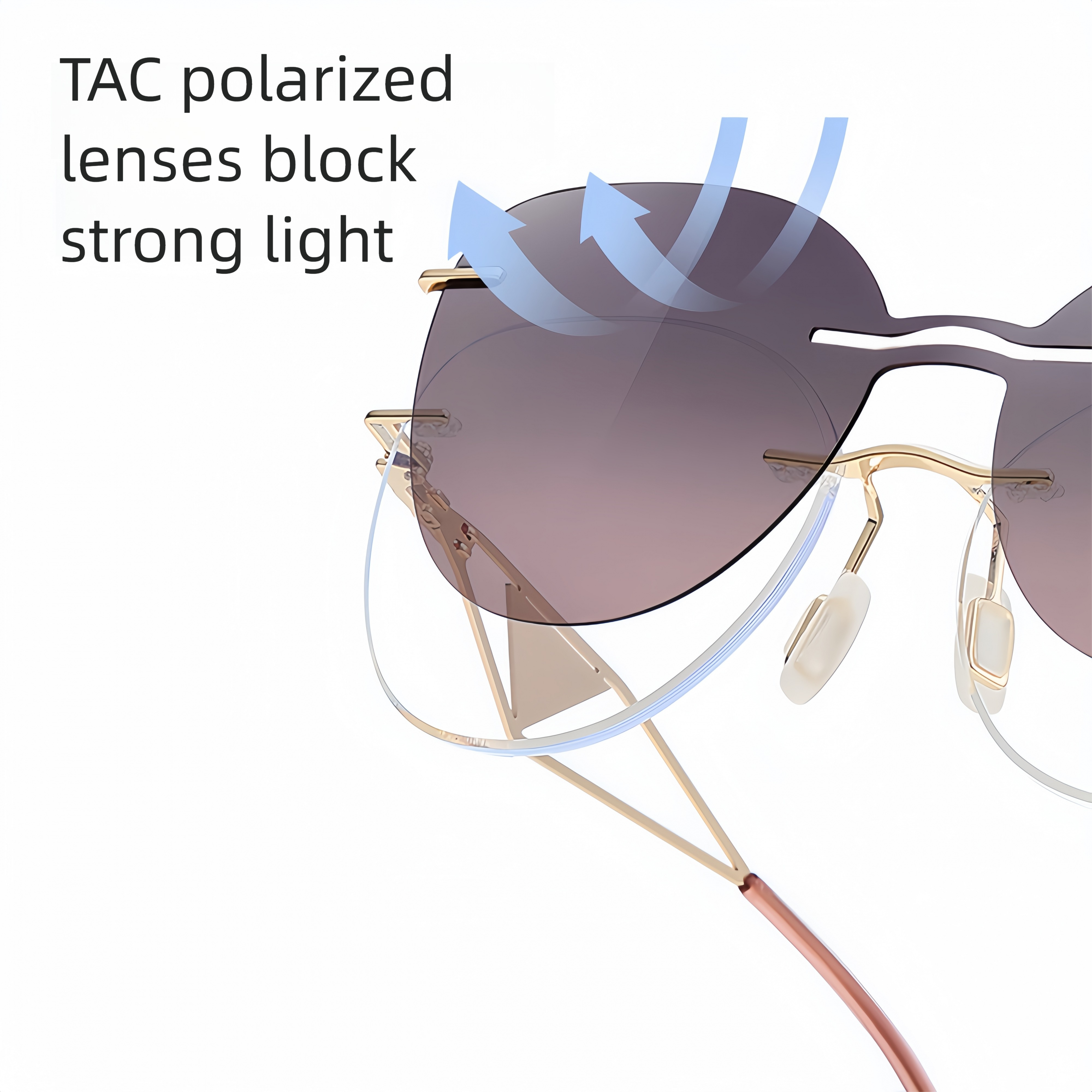 Cat Eye Women's Rimless Magnetic Clip-Ons with Rx Frames
