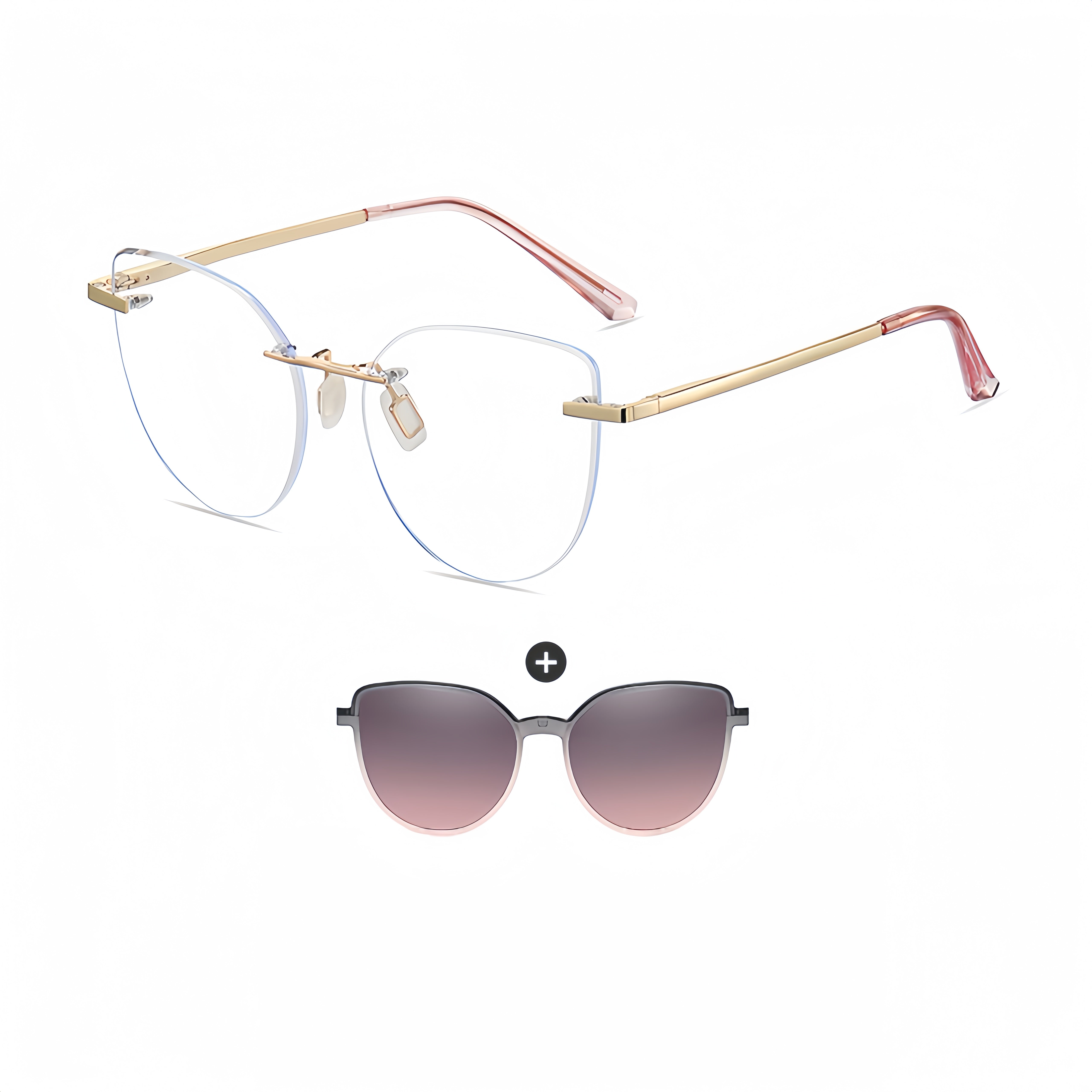 Female TR90 Frame with Clip-On Sunglasses
