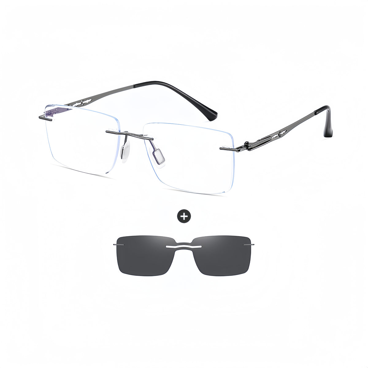 Rimless Rx Frame with Magnetic Clip-On System