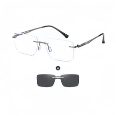 Rimless Rx Frame with Magnetic Clip-On System
