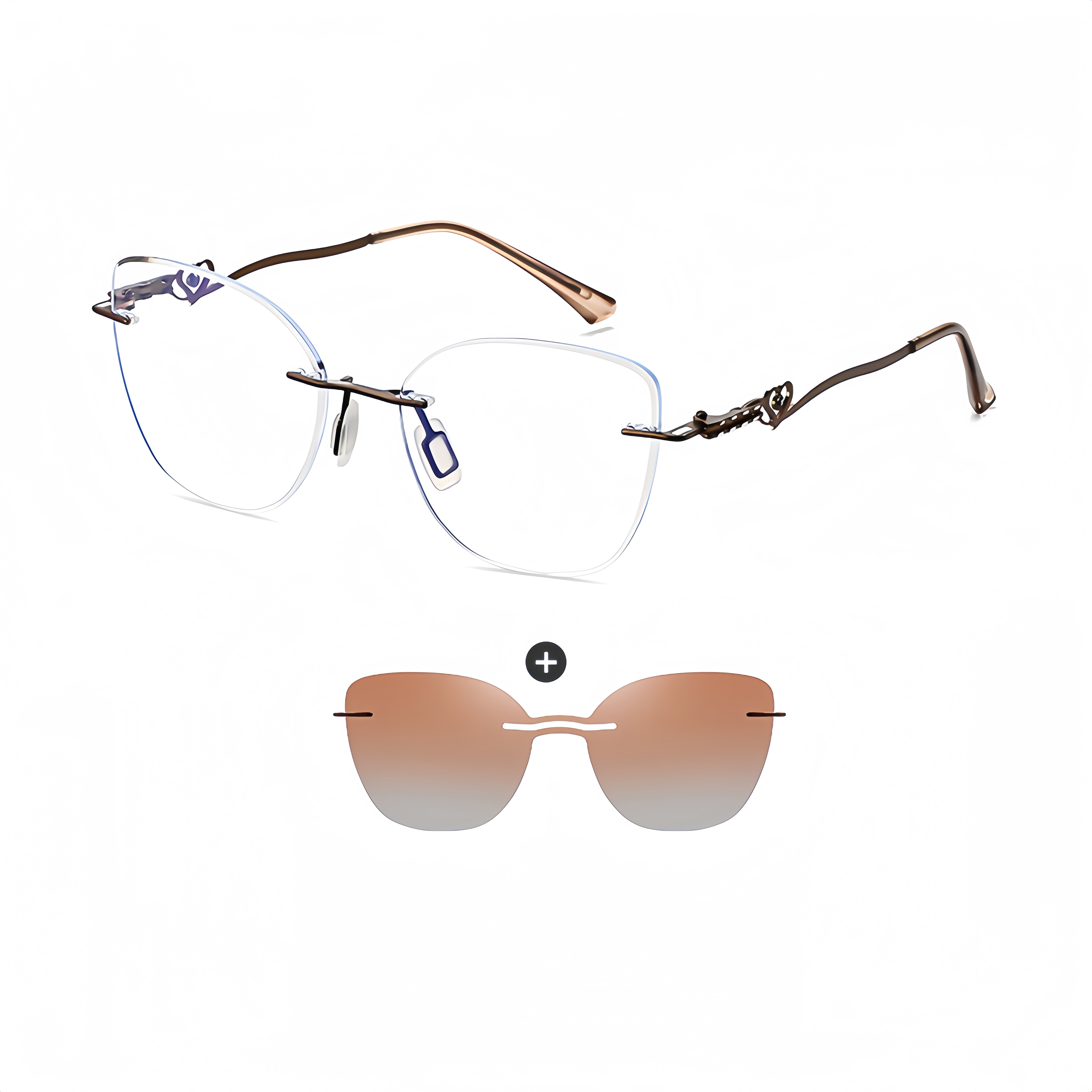 Women's Metal Frameless Prescription Glasses Frame