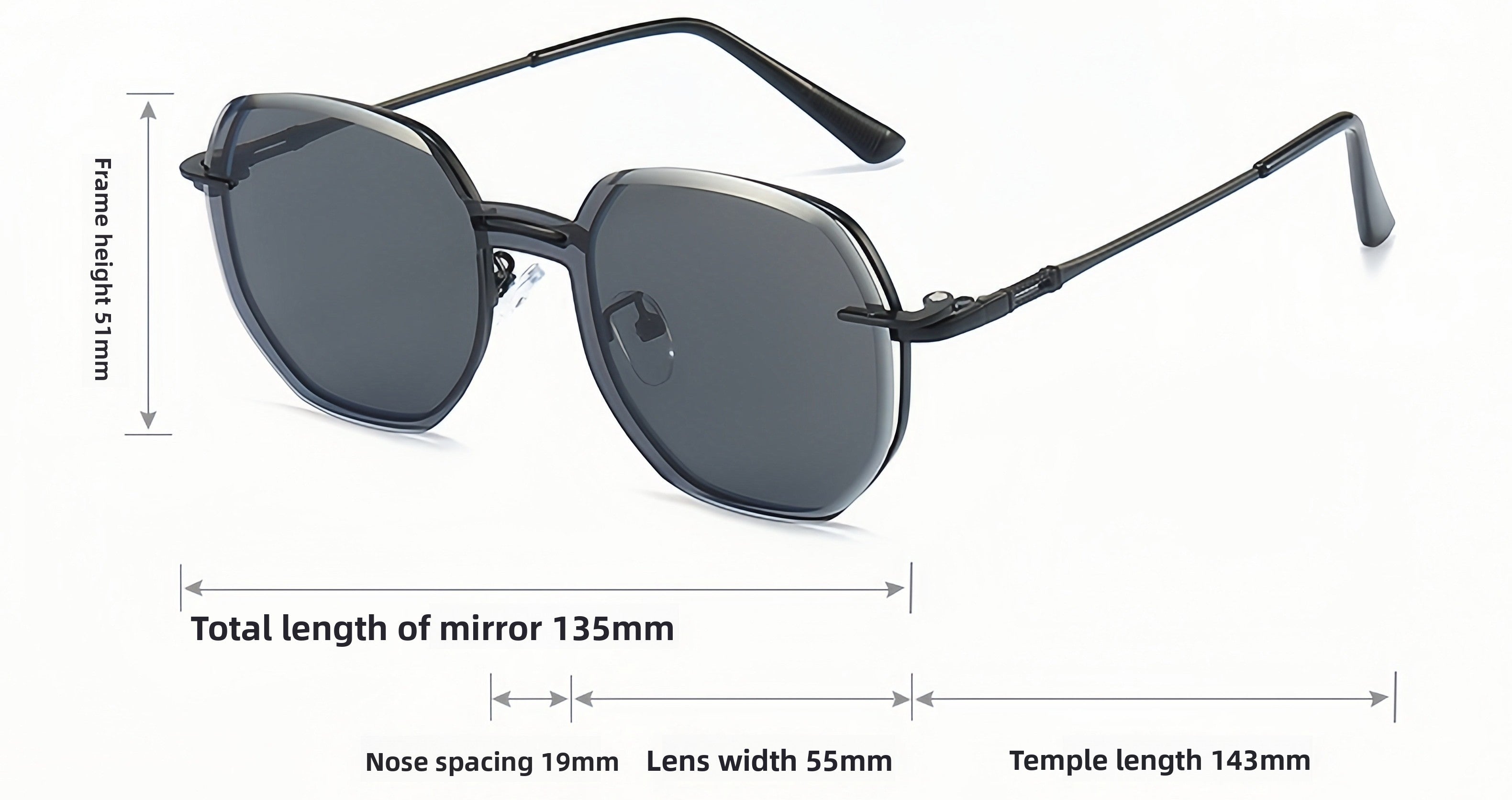 2-in-1 Magnetic Clip-on Prescription Sunglasses Frame