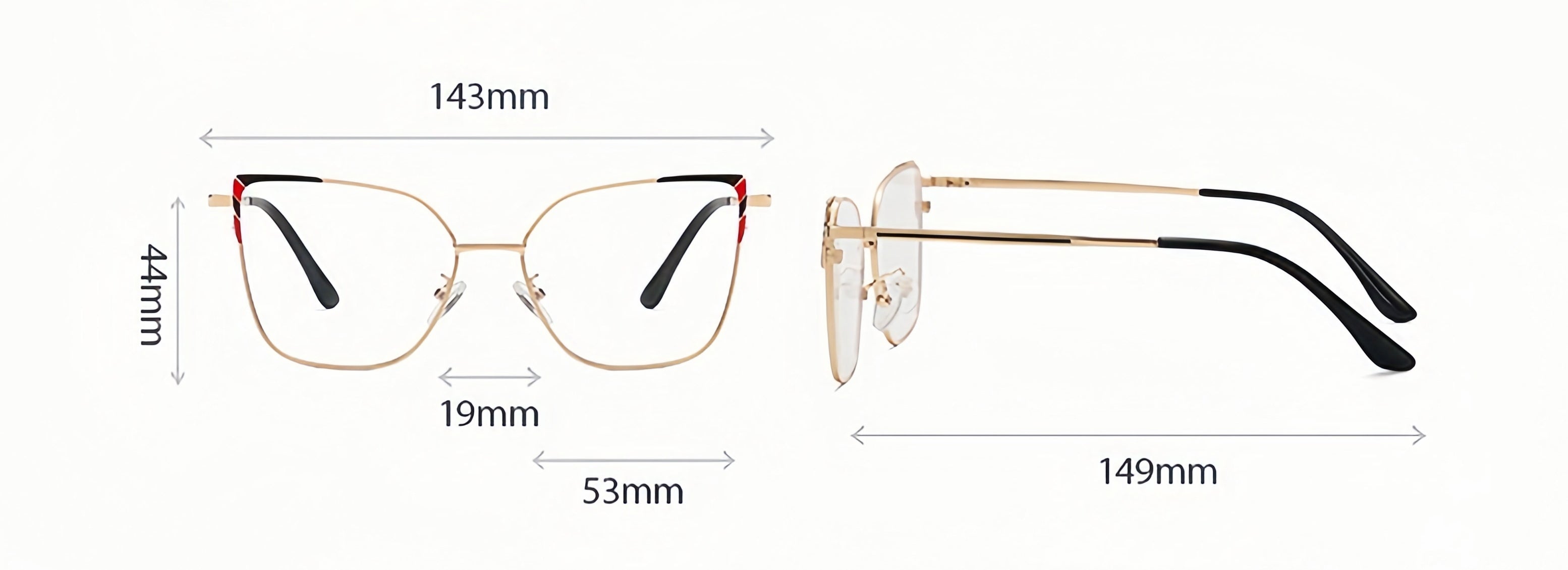 Women's Metal Prescription Glasses & Magnetic Clip-on Sunglasses Set