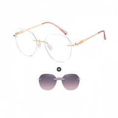 Women's Magnetic Clip-on Sunglasses for Frameless Prescription Glasses