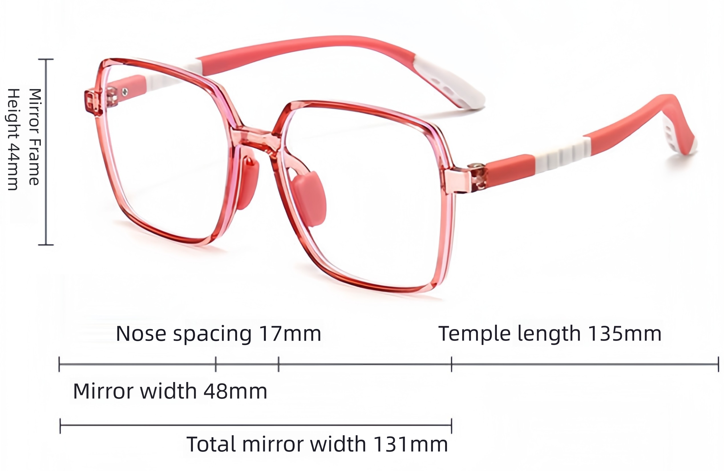 Rectangular Flexible TR90 Eyeglass Frame for Students